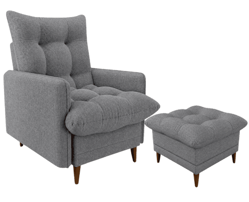 POLTRONA MONTREAL C/PUFF RECLINABLE COLOR GRIS