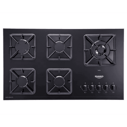 COCINA ENCIMERA DIPLOMATA NEGRA DE 5 HORNILLAS -  DAKO