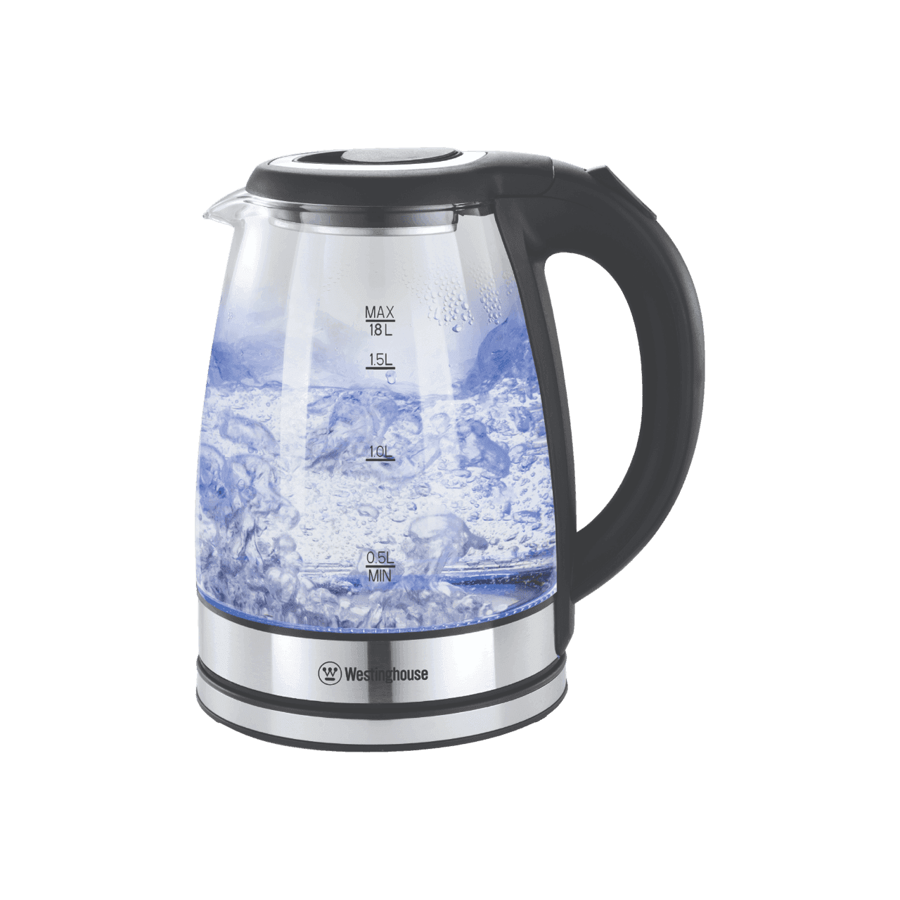HERVIDOR DE AGUA 1,8L VIDRIO TRANSPARENTE NEGRO - WESTINGHOUSE